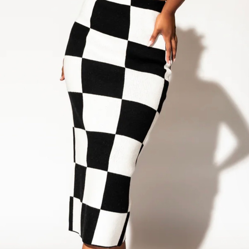 NWT Dressed in Lala Checkerboard Maxi Skirt